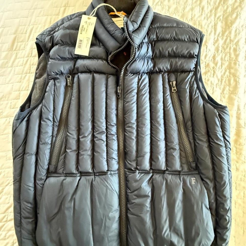French Connection Mens Bordelo Reversible Puffer Fleece Vest Navy Blue XXL 5GEPA